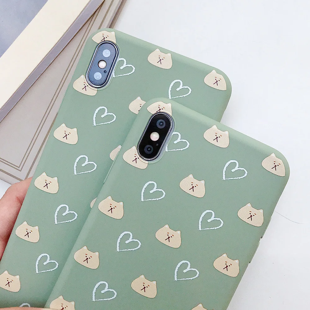KIPX1086_4_JONSNOW Matte Case for iPhone 7 8 Plus 6S 6P Soft Silicone Case for iPhone XR X XS Max Heart Pattern Painted Back Cover Capa