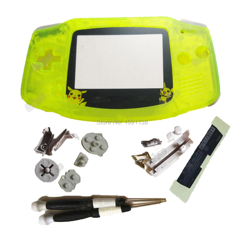 

New Arrival Crystal Yellow Color Shell Fit NintendoGBA GameboyAdvance Game Console GBO Boy Housing Case Cover With Cartoon Lens