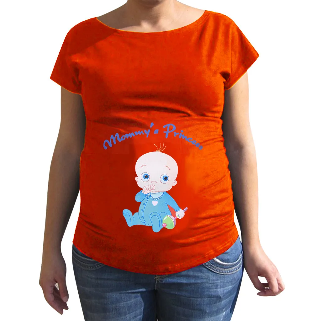 MUQGEW pregnant clothes nursing top Maternity Cute Letter Print Multicolor O-Neck Short Sleeve T-shirt Pregnant Tops hamile