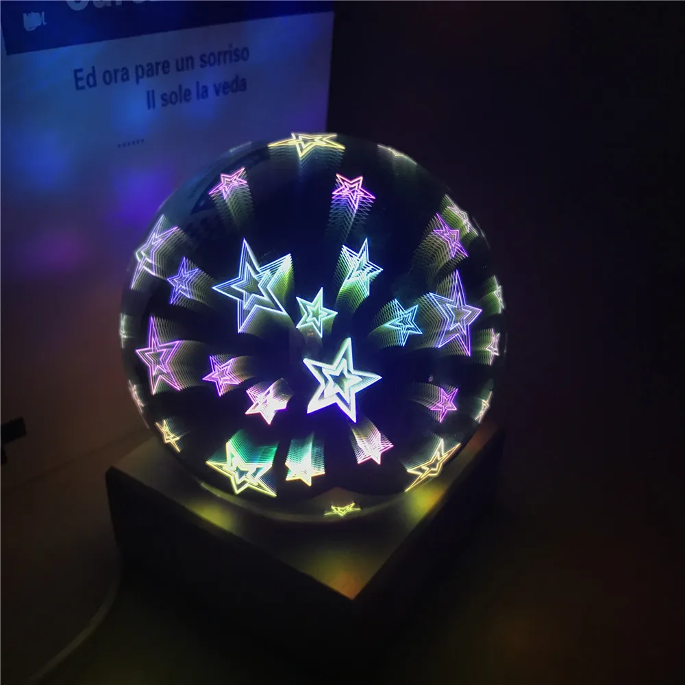 Деревянный красочный 3d ночник шар Проекция 3d настольная лампа USB источник питания спальня ночник небо настольная лампа светодиодный светильник - Испускаемый цвет: as picture