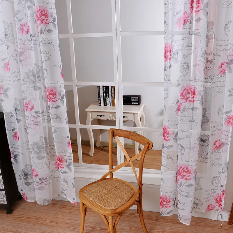 fabric sheer tulle curtains for bedroom flowers priority mail children Curtains for Living Room kitchen curtains tulles 1pc