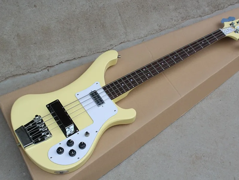 

Light Yellow 4-string Electric Bass Guitar with White Pickguard,Rosewood Fingerboard,Chrome Hardwares,Offer Customized