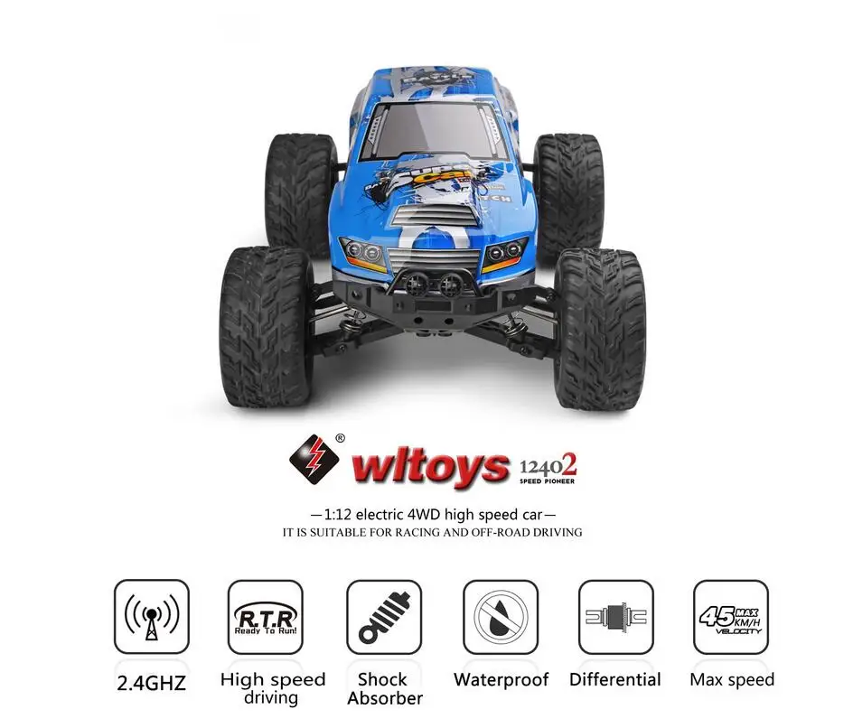 Высокая скорость JJRC/WLtoys 12402 радиоуправляемые машинки 1/12 4WD Monster RC автомобиль RTR 2,4 GHz RC внедорожный вождение автомобиля игрушки модели VS A979