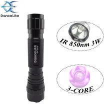 3) DanceLite WF-501B Инфракрасный фонарик 3 Вт 850nm водонепроницаемый, инфракрасный, светодиодный светильник ночного видения(2xCR123A