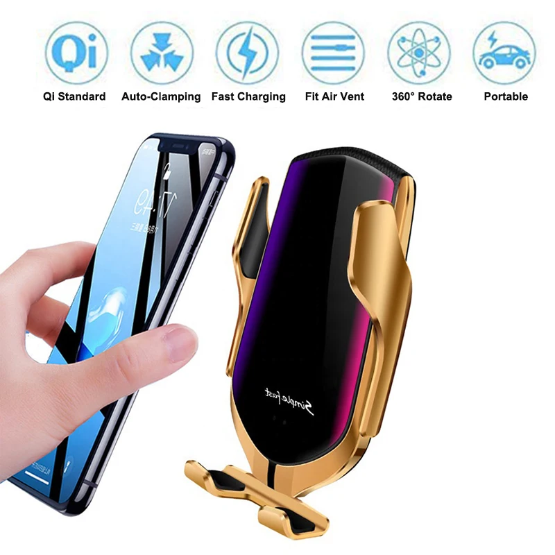 Pаспродажа 10 Вт Qi автомобильное беспроводное зарядное устройство для iPhone X XS Max Автоматическая быстрая зарядка Автомобильный держатель для телефона кр...