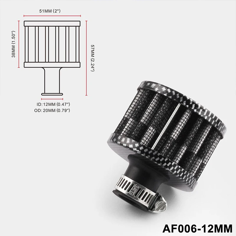 

Universal 12mm car cold air intake filter kit crankcase vent cover respirator car styling intake filter