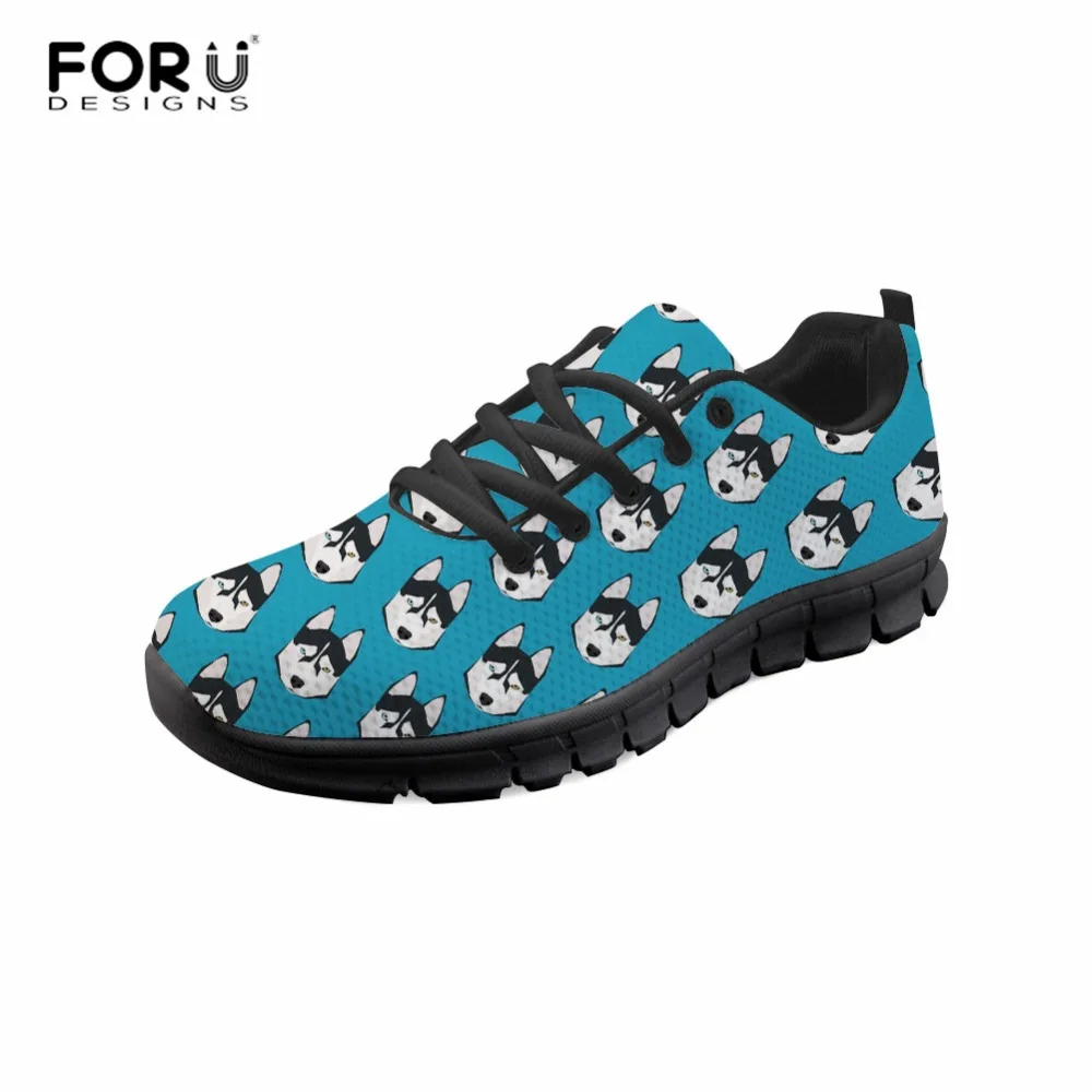 

FORUDESIGNS Shoes Women Husky Pattern 3d Prints Ladies Breathable Sneakers Female Casual Comfortable Flats Shoes sapato feminino