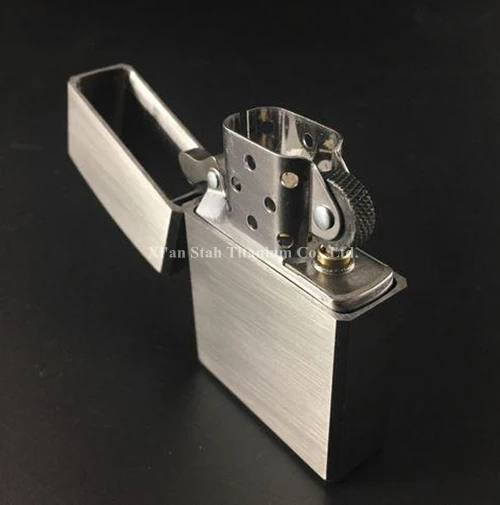 Titanium TC4 Oil / Butane Lighter Sleeve Case Heavy Armor / Light Armor / Convention Shell Brushed Stonewashed Flamed Finishing 2