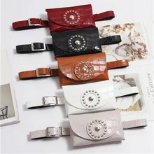 Mihaivina Роскошные поясная сумка для женщин Fanny Pack сумки заклёпки поясная кожа поясные сумки белый/черный Fanny Pack поясная сумка