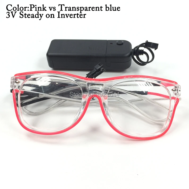 Best Price 100pcs Double Color EL Wire Glowing Transparent Sunglasses with Steady on Inverter Festival Party DIY Decoration