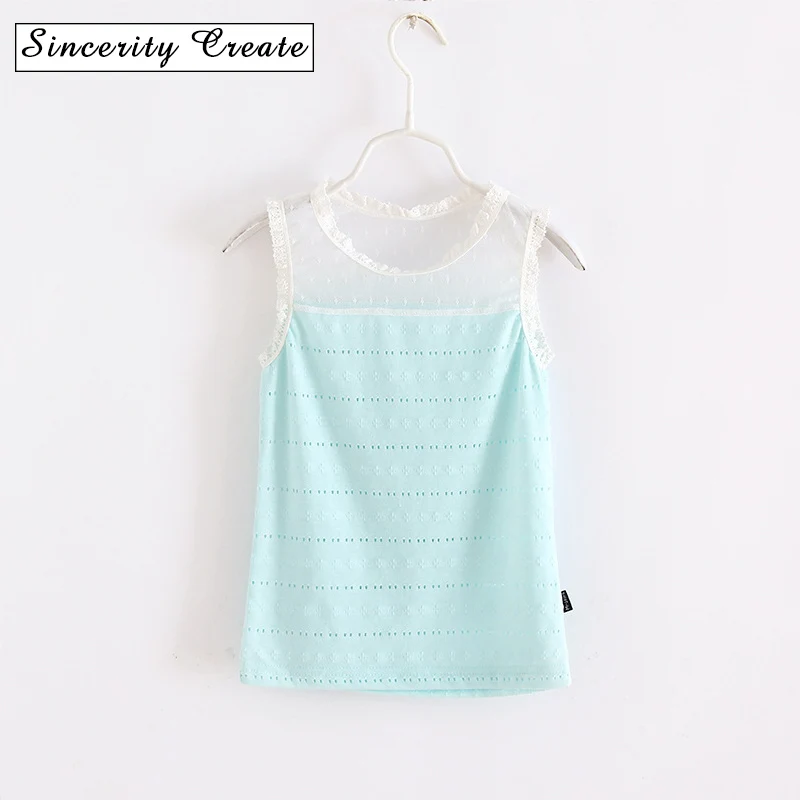 

New summer baby girls vest tanks Transparent lace sun-top cotton breathable underwear for girls Baby Girl Summer Wear Tops