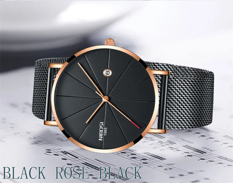 NIBOSI Men Blue Stainless Steel Ultra Thin Watches Men Classic Quartz Watches Luxury Date Men's Wrist Watch Relogio Masculino