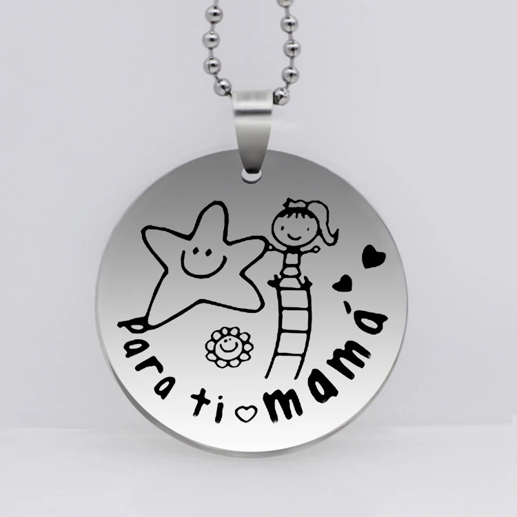 

"para ti mama " Necklace New Listing Stainless Steel Disc Women's Necklaces Jewelry Best Gift for Mother YP6839