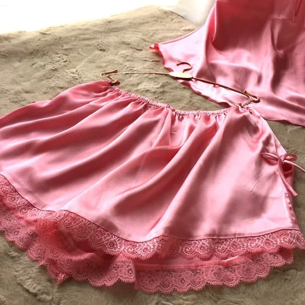 Lisacmvpnel Пижама новая v-образным вырезом вискоза шелк женская пижама Спагетти ремень Кружева сексуальная пижама набор