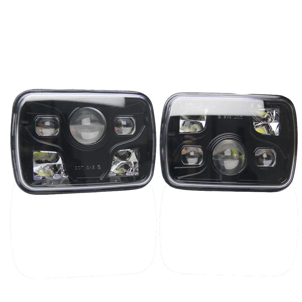 

7x6" 7x5" Projector 48W Led Headlight with DOT on Front - Hi/Lo Beam black Fits H6014, H6052, H6054, Sealed Beam Headlight
