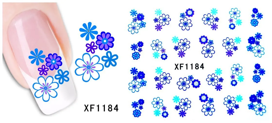 Цветочный дизайн переводные наклейки для ногтей переводные наклейки для девушек и женщин инструменты для маникюра обертывания для ногтей наклейки XF1188