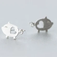 Новые серьги-гвоздики в форме сердца с милым животным поросенком для женщин и девочек, подарок серебряного цвета, модное ювелирное изделие