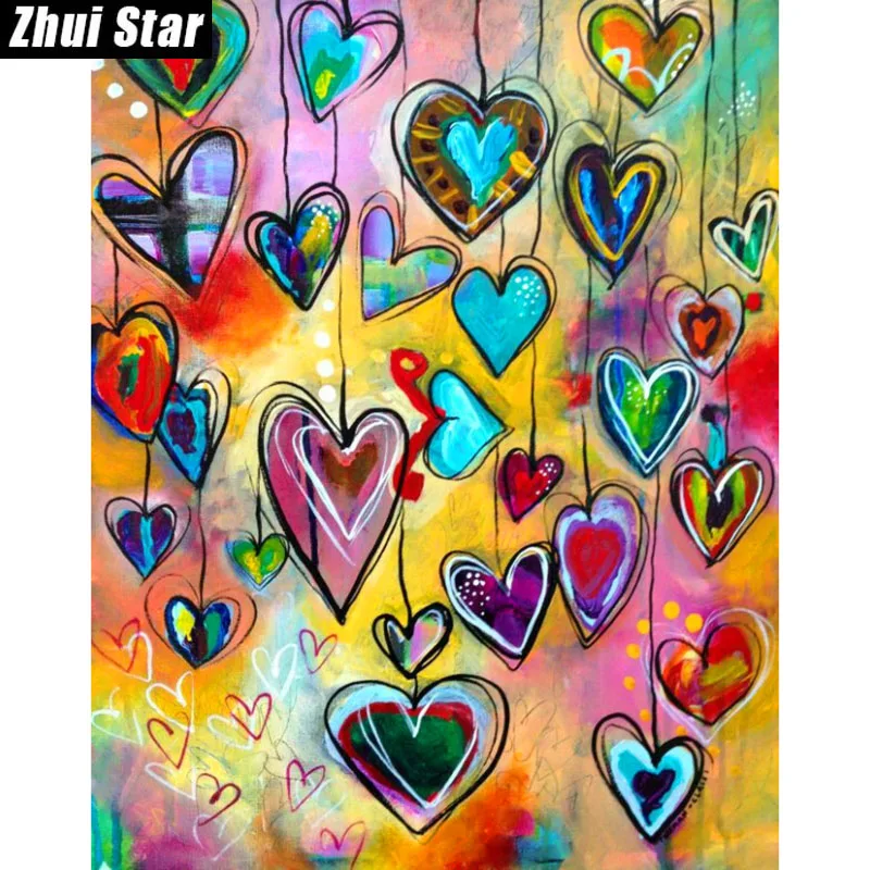 

Zhui Star Full Square Diamond 5D DIY Diamond Painting "Love Heart" 3D Embroidery Cross Stitch Mosaic Painting Home Decor BK