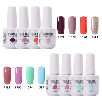 

Long Lasting Colorful 8 Colors UV LED Nail Polish Gel Vanish Lacquer UV Gel Soak Off Nail Gel Polish 15ml 15 Sets for Choice