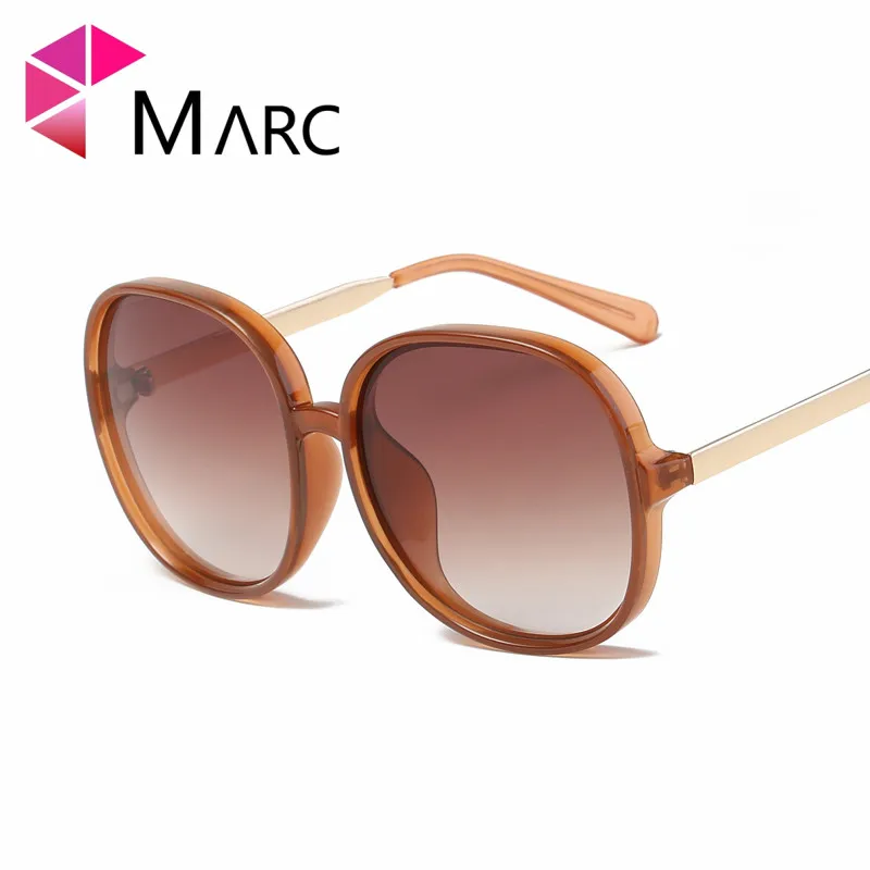 

MARC UV400 WOMEN MEN Sunglasses Oculos Fashion Mirror Oval Gray Trendy Resin Gradient Eyeglass Plastic Pink eyewear Transparent
