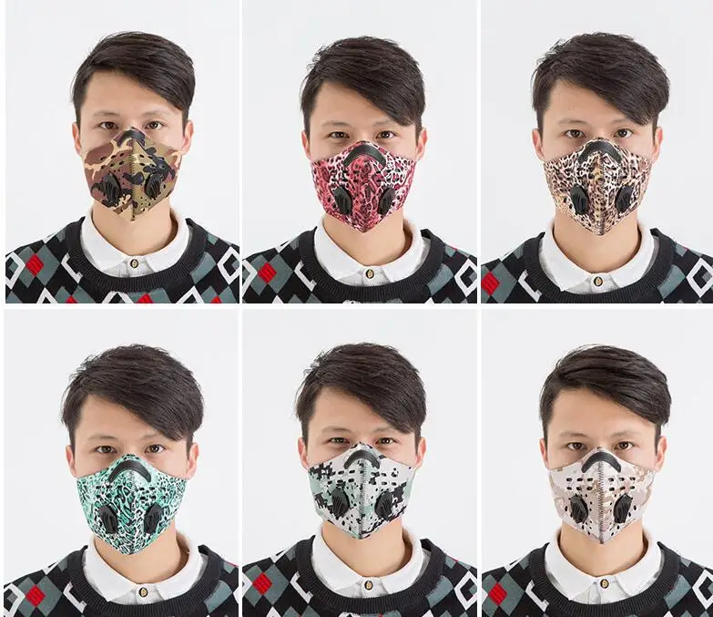

12 color Smog Mask PM2.5 Carbon Filter Cycling Face Mask Camouflage Air Cleaner Dust Pollution Face Protector Bicycle MTB Masks