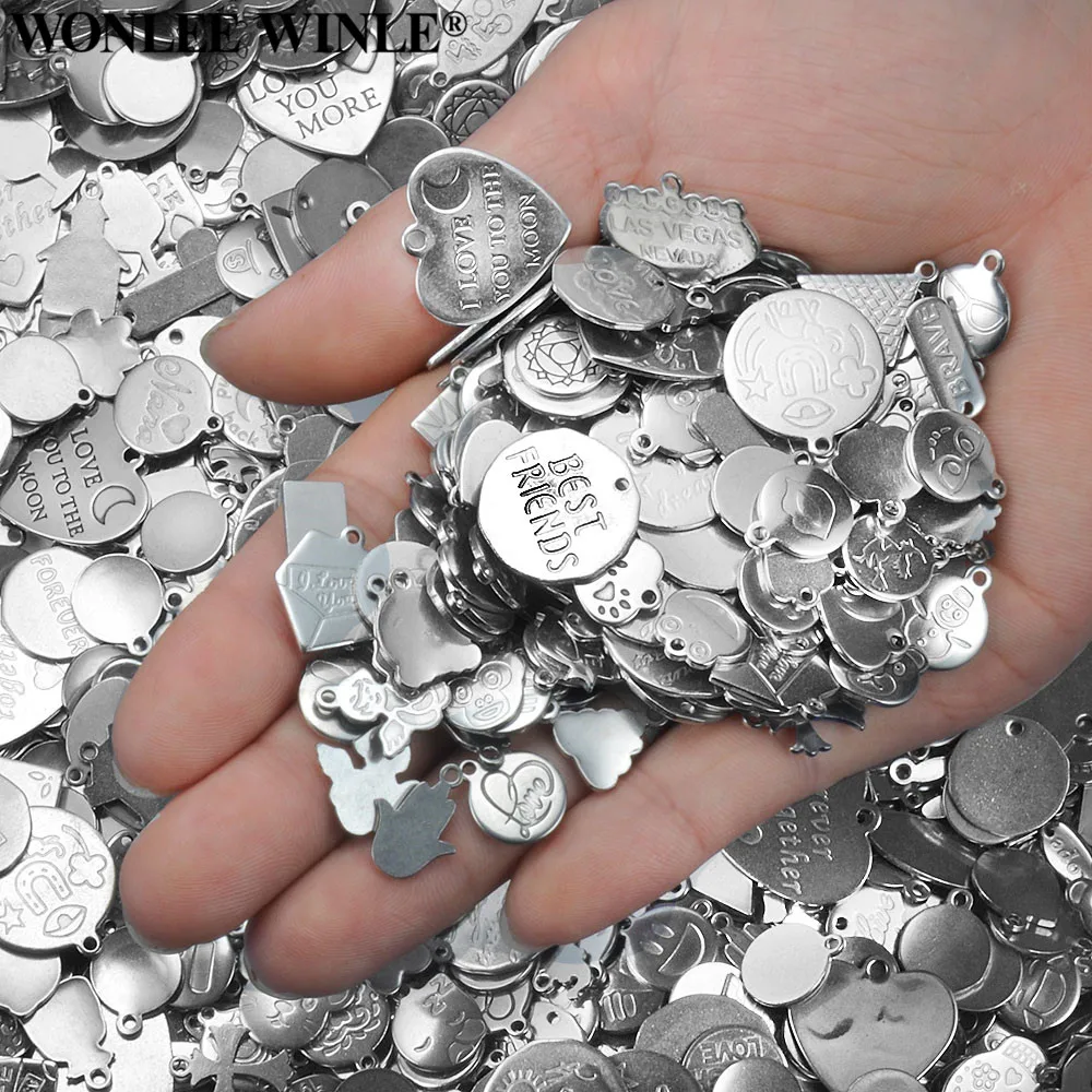 

Wonlee Winle Stainless Steel Mixed Silver Pendant Charms From More Than 200+ Types for Bracelet Necklace Jewelry Making