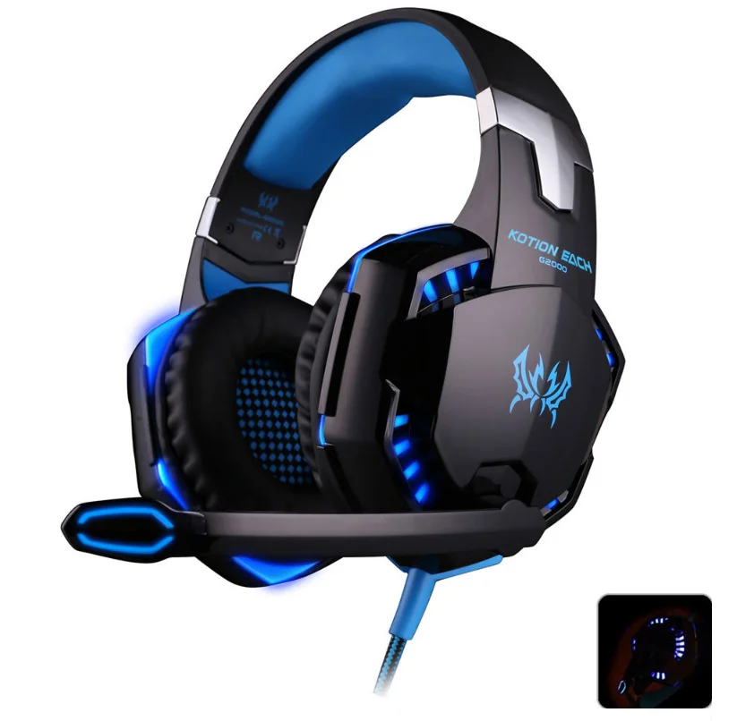 cheap EACH G2000 Gaming Headset head phone stereo Game headphone Computer Headsets with microphone LED light for Computer pc gamer