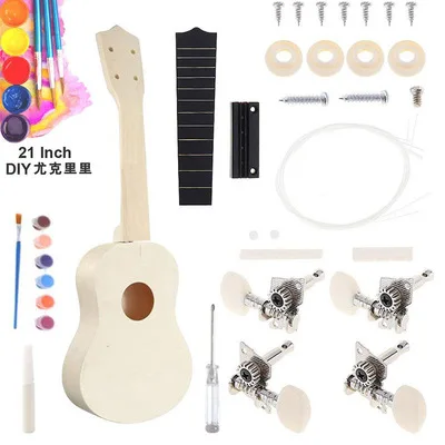21 дюймов просто весело DIY Набор укулеле инструмент Гавайи гитары ручной работы поддержка живопись детские игрушки преподавания сборки для любителя