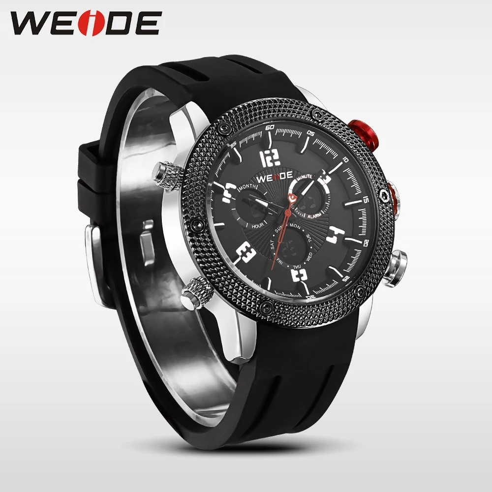 New Brand WEIDE Watch Men Sport Style Japan Quartz Digital Dual Display Move't Silicone Waterproof Wristwatch Male Montre Homme