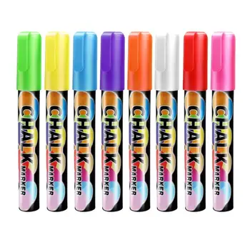 

VODOOL 8pcs/set 6mm Reversible Tip Reusable Highlighter Pens Liquid Chalk Markers Colorful Art Painting Stationery Office Supply