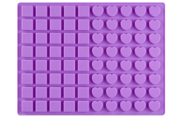 DIY Cake Baking Tool Silica Chocolate Mould 80 Connected Heart Square Ice Blocks Silicone Soap Molds