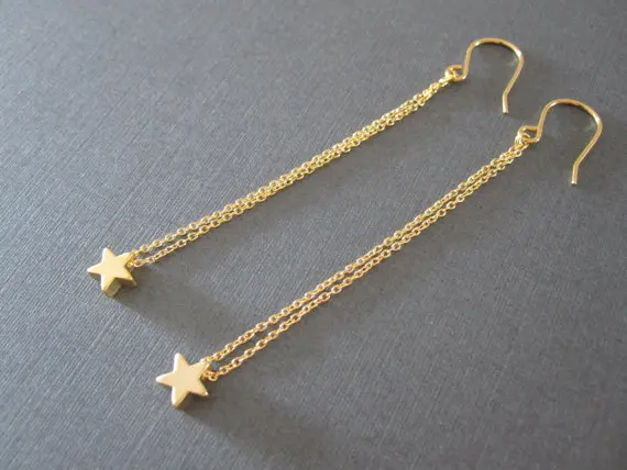 Free Shipping Gold Star Long Chain Earrings In Drop From Free Shipping Gold Star Long Chain Earrings