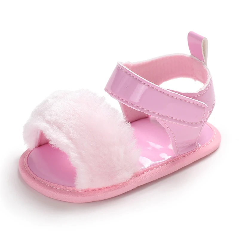 Летние Новорожденные младенческие детские туфли для девочек мягкая подошва для малышей детская кроватка, туфли, ползунки Плюшевые сандалии Сабо 0-18 м
