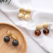 Япония и Корея Мода креативное искусство ацетат текстура шар шпилька простые геометрические серьги бусины Серьги для женщин Свадебные