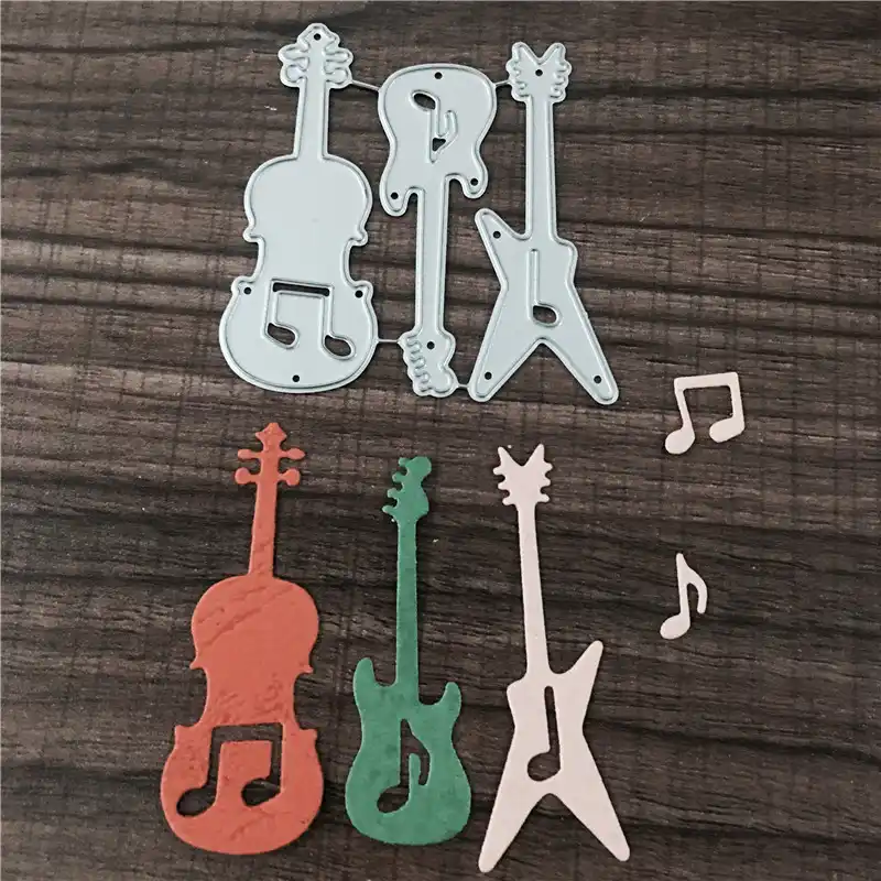 9pcs Guitar Notes Piano Metal Cutting Die Scrapbooking DIY Different Musical Instruments Steel Stencil Decorative Craft Card Laz-Tipa