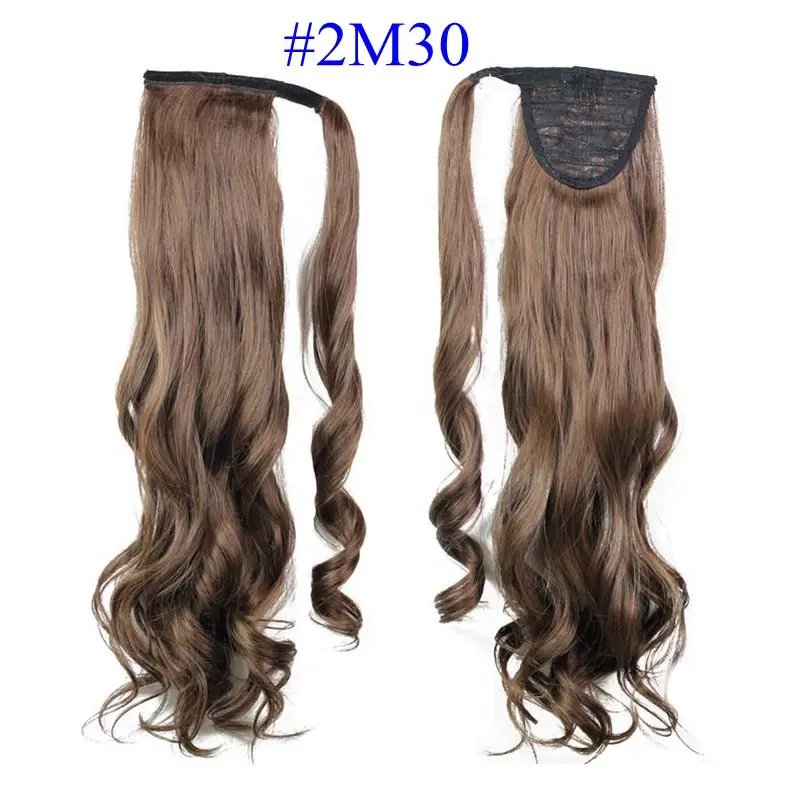 Роскошный для плетения синтетических волос 22 дюймов 120 г длинные волнистые высокотемпературные волокна завязываются вокруг накладные волосы "конский хвост" - Цвет: T1B/30