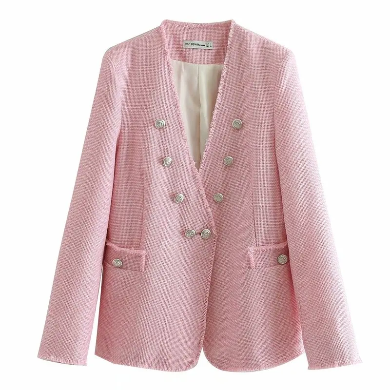 

BB90-9311 European and American fashion line cutting tweed coat