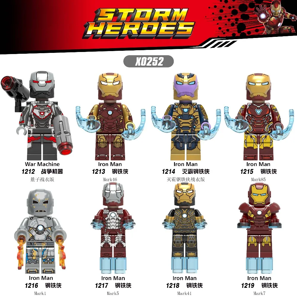 

lEGOING Iron Man Figures War Machine Thano-Iron Man IronMan MK5 MK85 MK41 MK50 Outrider Model Building Blocks Bricks Set Toys