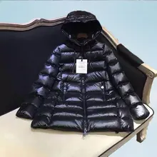 Женский пуховик короткий глянцевый плащ стильное плотное зимнее пальто женская теплая верхняя одежда Классическая Женская парка средней длины с капюшоном T418