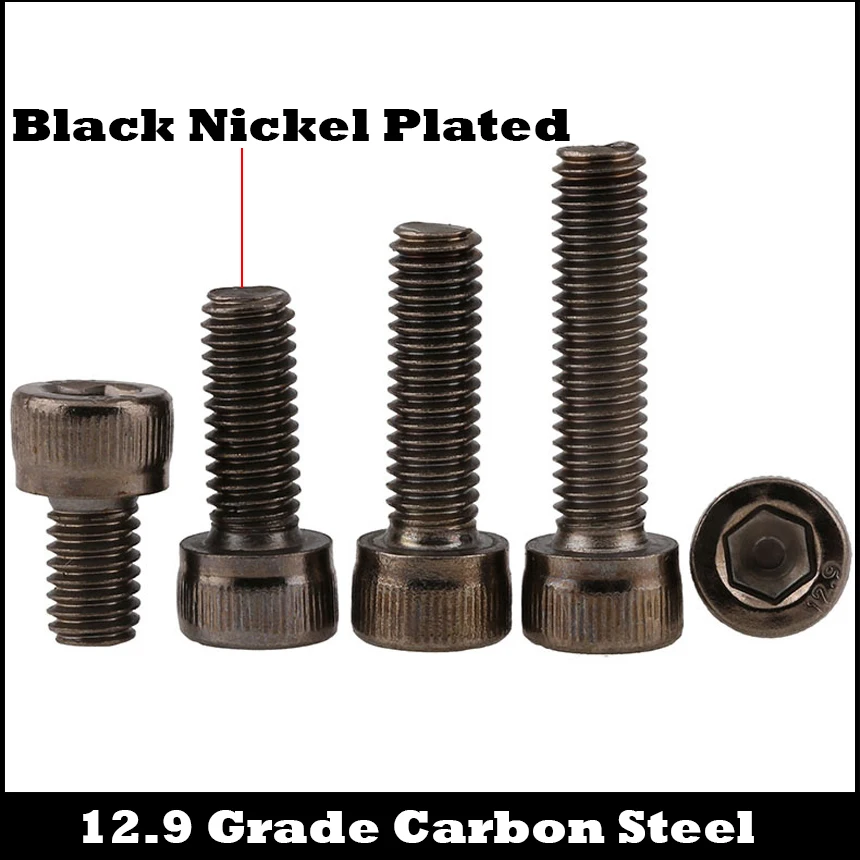 

M5 M5*8/10/12/16 M5x8/10/12/16 12.9 Grade DIN912 Black Nickel Plated Carbon Steel Cap Cup Allen Head Bolt Hexagon Socket Screw