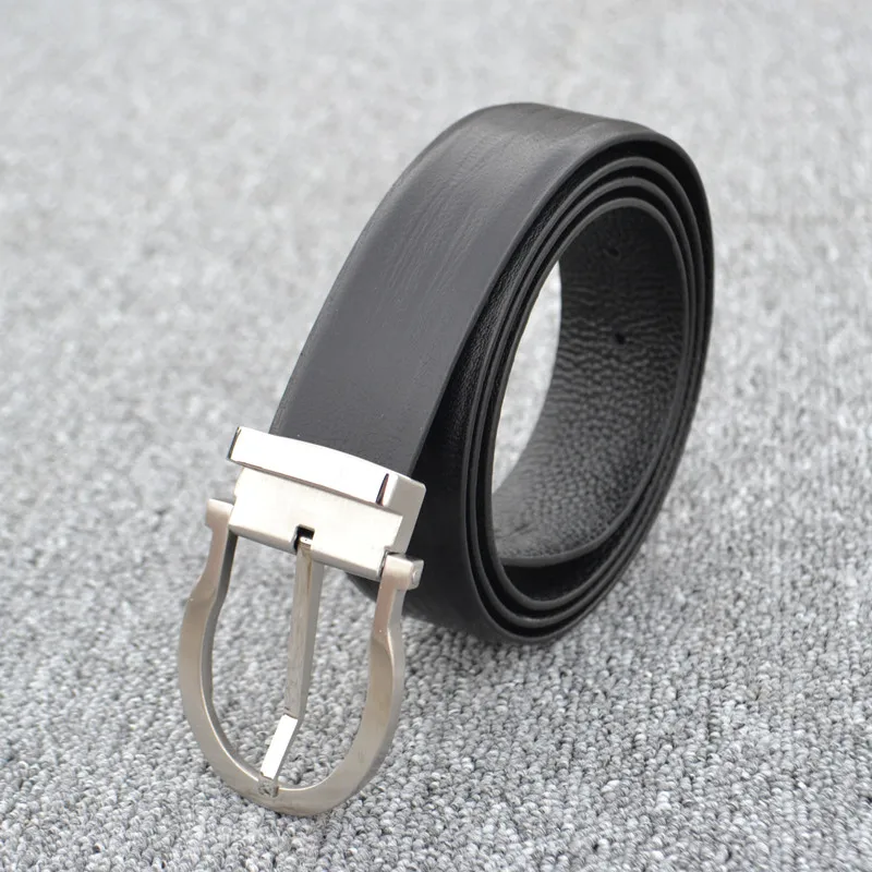 

2019 Pure Steel Buckle Belt Head Leather Men Belt Business Steel Buckle belt Buckles Fashionable belt
