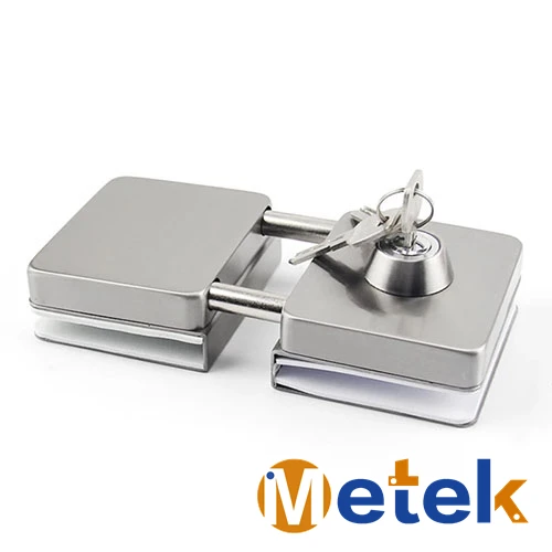 

304 stainless steel Square thick reinforced No holes Glass Door Lock Frameless /Frame 10-12 mm glass door lock for home