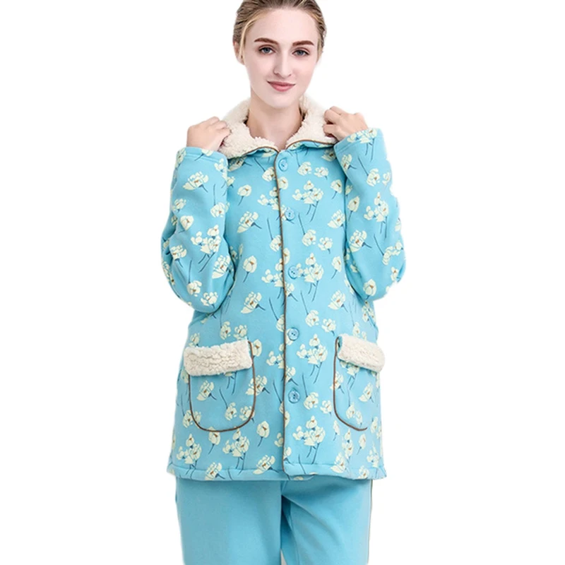 Для беременных зима одежда Пижама для кормления грудью сна Lounge Clothings Грудное