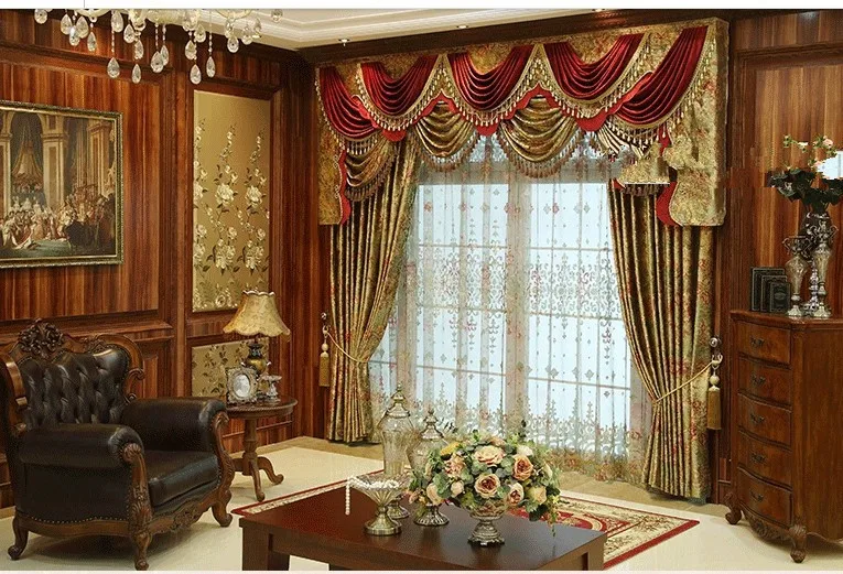 Estilo europeo palacio grado sombreado cortina de terciopelo bronceado
