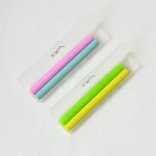 50 компл./лот(2 шт./компл.) 14 см Силиконовые трубочкой для фруктового сока, открытый трубочкой набор BPA бесплатно Портативный соломы plumyl