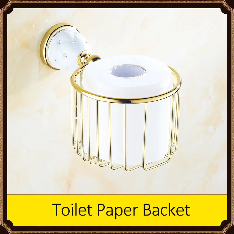 Quyanre роскошный золотой Алмазный Набор для ванной комнаты из нержавеющей стали позолоченные аксессуары для ванной зубная щетка бумажная чашка крючок для полотенец