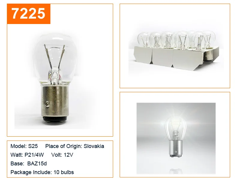 10 шт. OSRAM S25 H6W H21W P21W PY21W 12V исходной линии фары указателя поворота Стоп-сигнал светлые Противотуманные фары OEM автомобильная галогеновая лампы