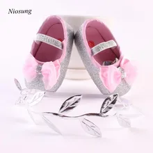 New Baby Girl Flower Shoes Sneaker Anti-slip Hand Princess Soft Toddler Shoes First Walkers Shoes +1pc Cute Hairband wholesale v