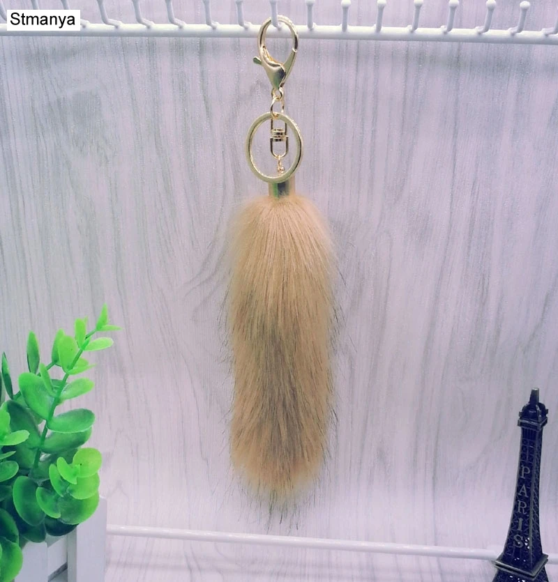 

Women Bag Fur Tail Key chain pom pom Car keychain - 12 colors pompom Key Ring for Bag charm gift Jewelry #16017