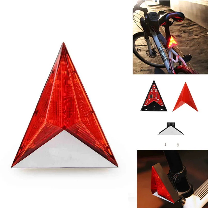 Треугольный велосипедный фонарь светодио дный светодиодный зарядный велосипедный красный Предупреждение безопасность Задний фонарь